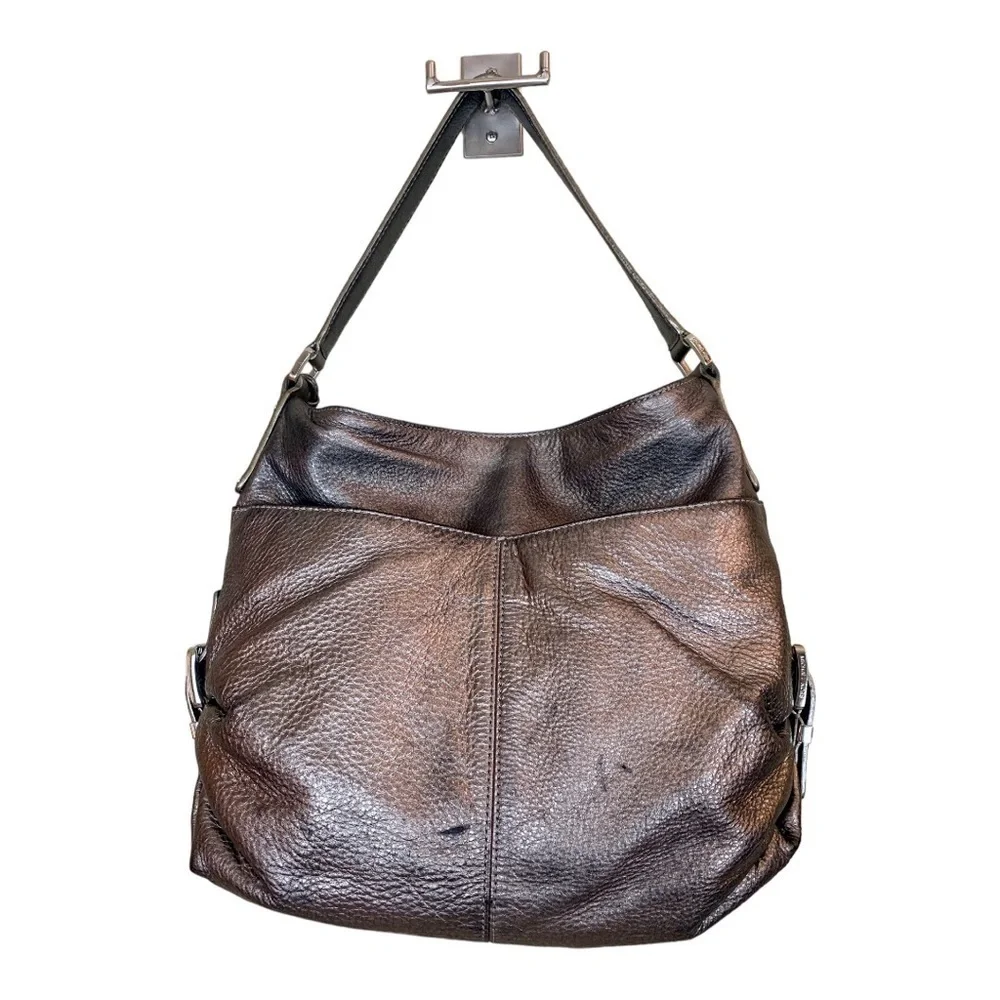 Michael Kors Silver Pebbled Leather Hobo Purse